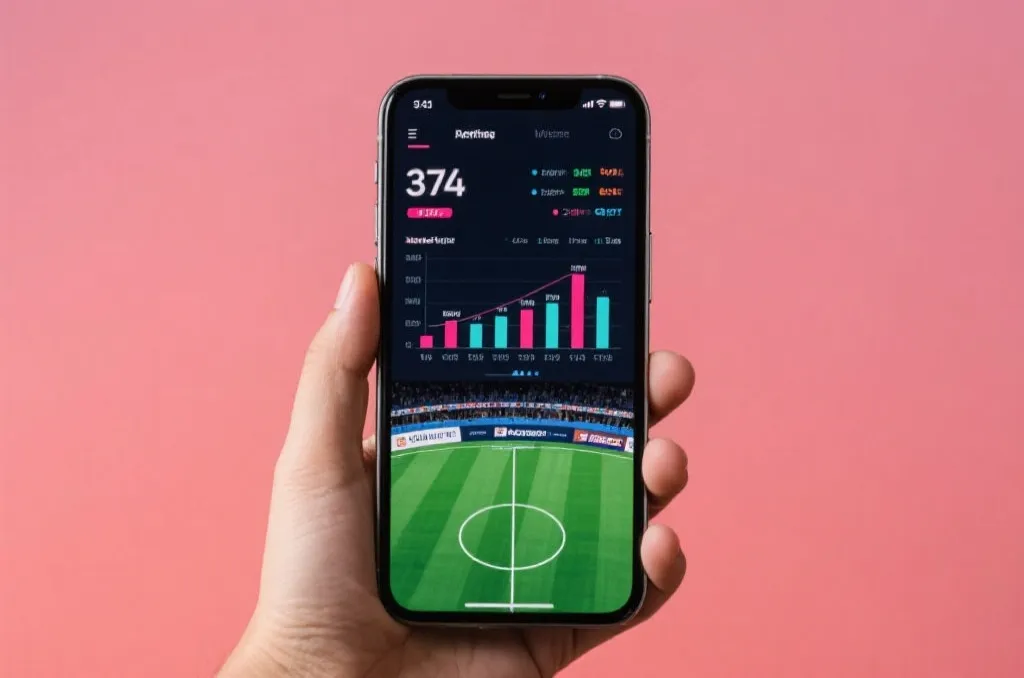 手机屏幕显示实时数据可视化和比分直播,增强沉浸感